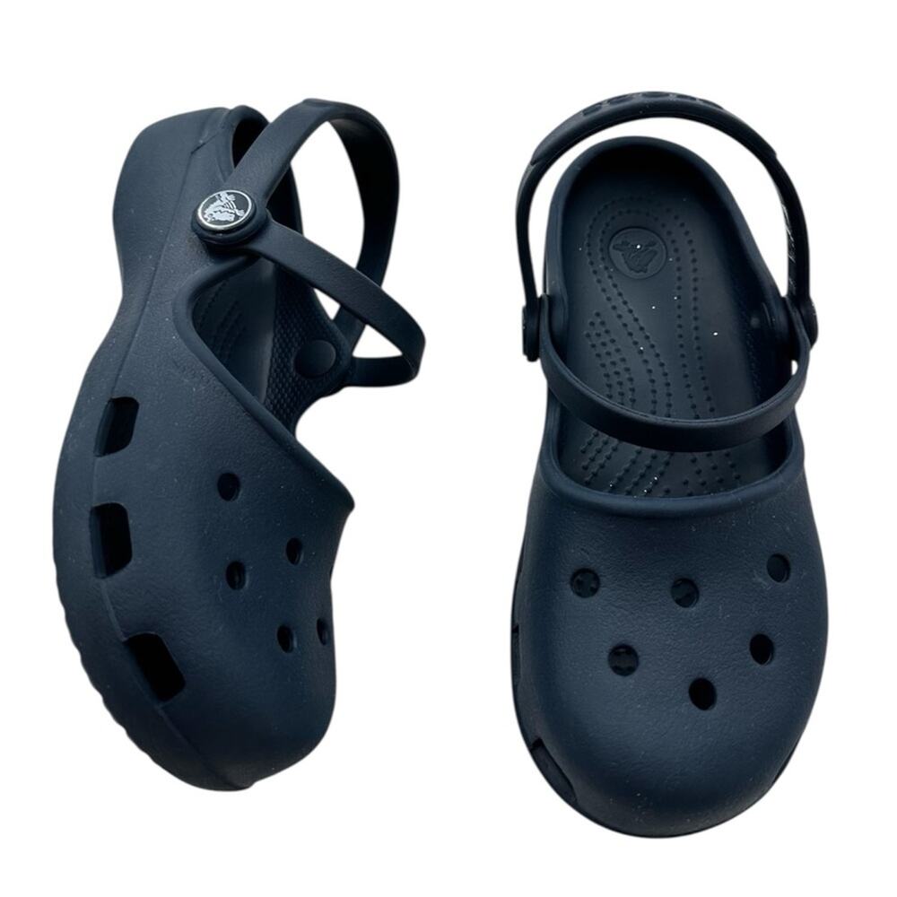 Crocs Kids Karin Navy Blue Mary Jane Style Clogs Size 13C